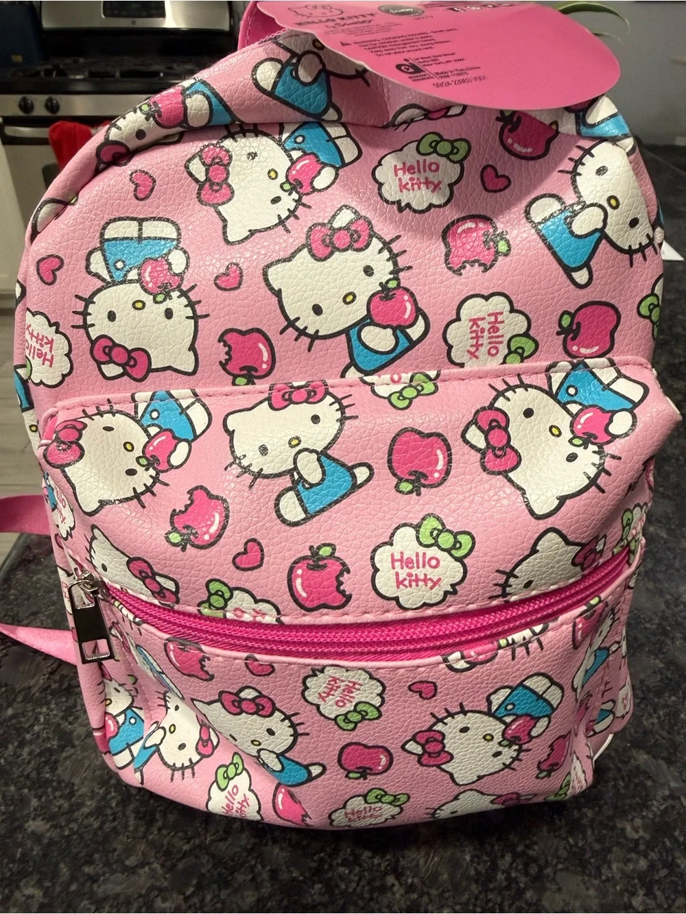 NWT Hello Kitty by Sanrio Mini Backpack Apple Print Pink and Sock Bundle